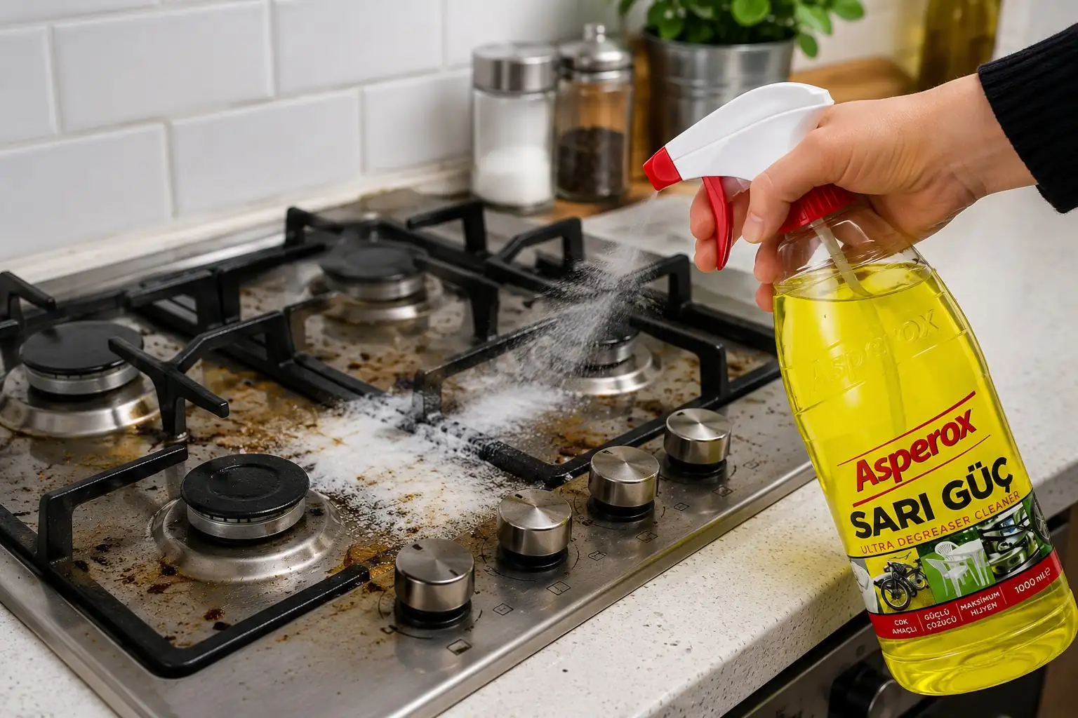 تمیز کردن اجاق گاز با اسپری آسپروکس