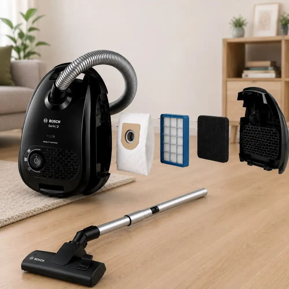 نمای انفجاری جاروبرقی بوش BGN22200 و اجزای داخلی