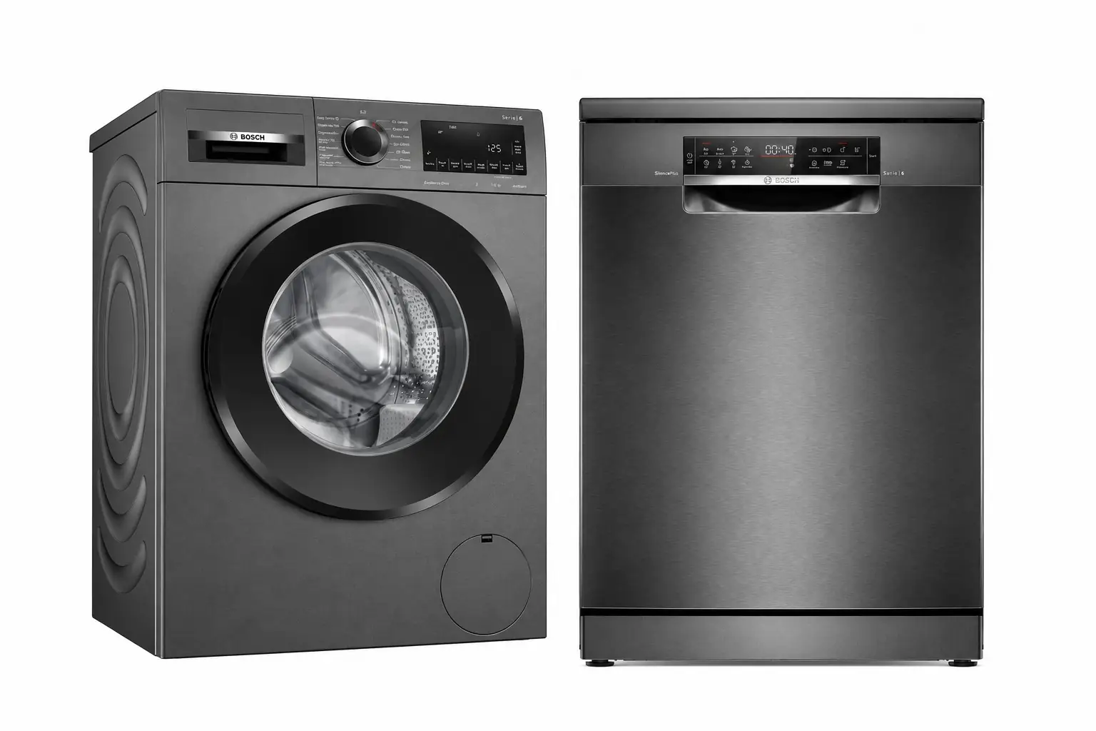 ست لباسشویی و ماشین ظرفشویی دودی بوش WGG244ZR10 و SMS6ECC12E