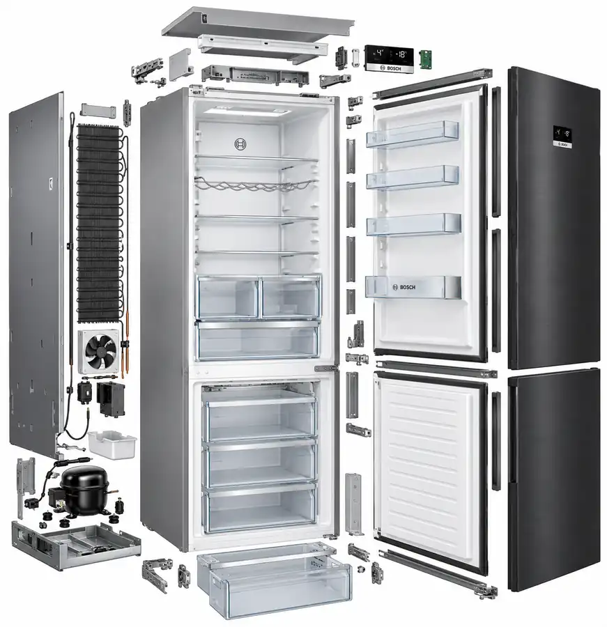 نمای شماتیک انفجاری قطعات یخچال فریزر بوش KGP86AXB0N