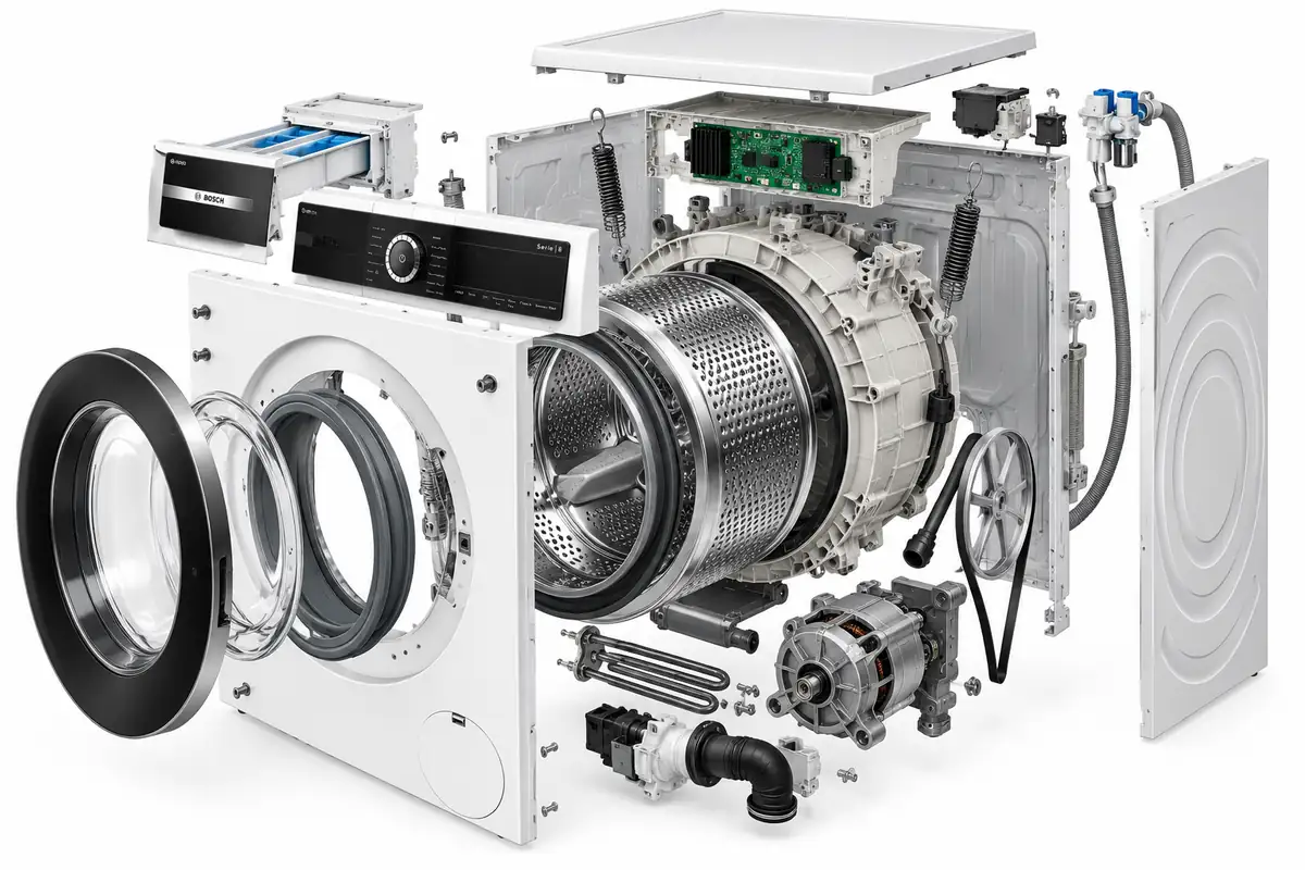 نمای انفجاری ماشین لباسشویی بوش WGB254A2FR و قطعات داخلی