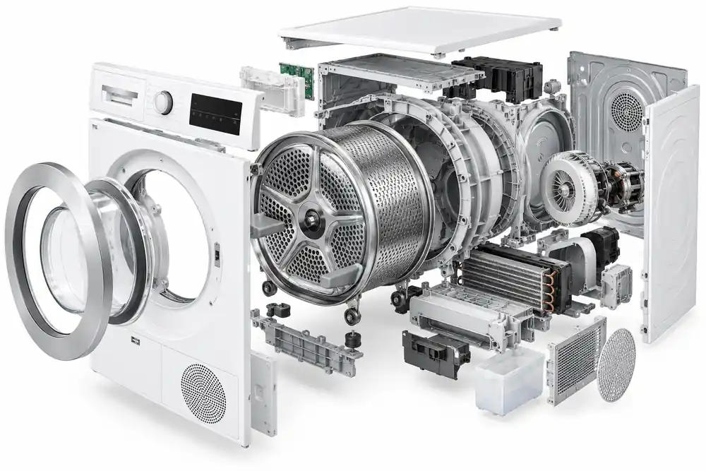 نمای شماتیک و انفجاری قطعات داخلی خشک‌کن بوش WTN83203GB