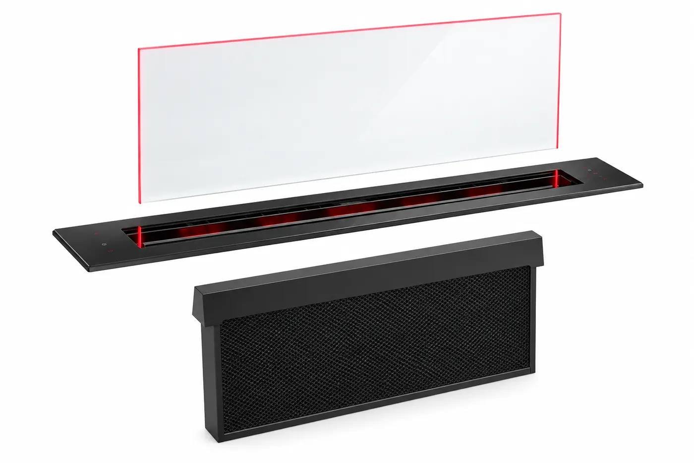 شماتیک پنل شیشه‌ای، پایه مکش و فیلتر قابل مشاهده هود DDW88MM66