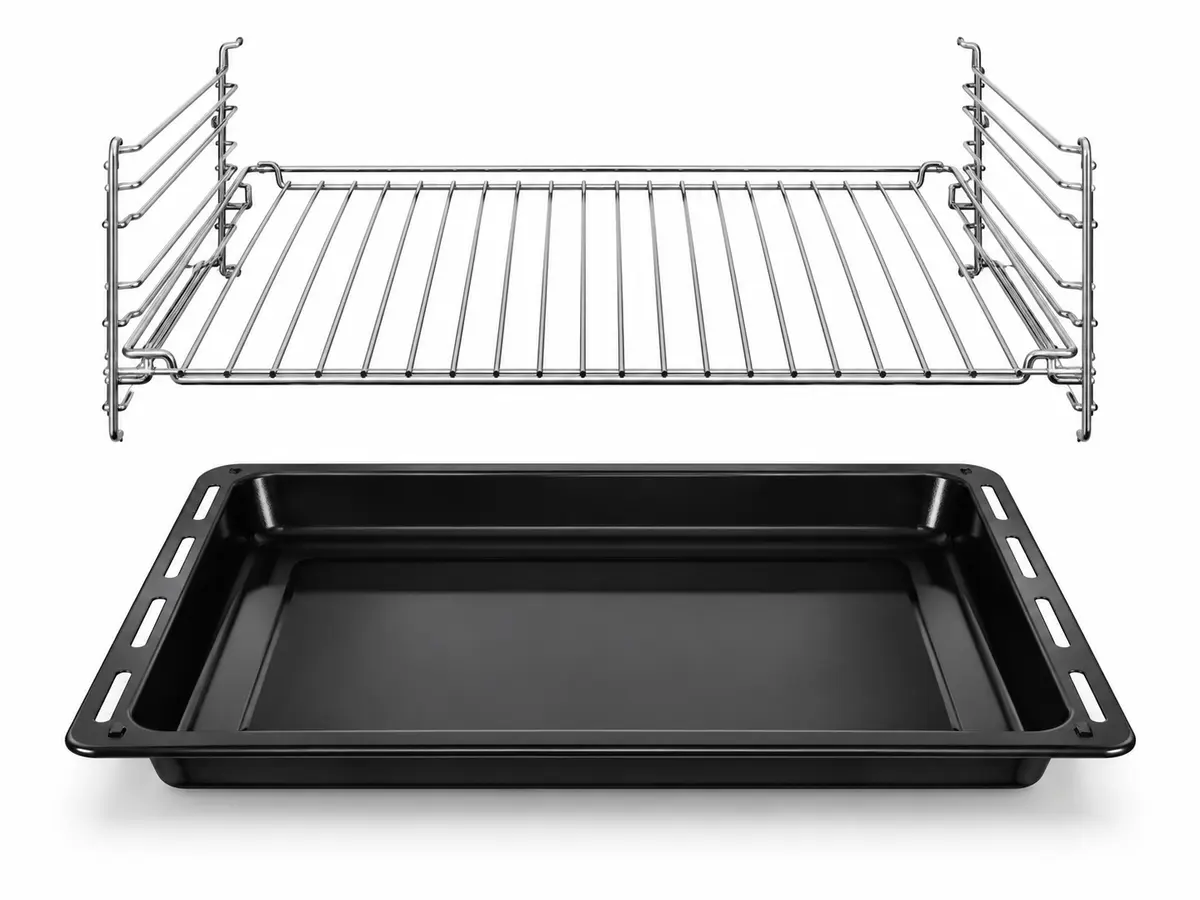 چیدمان شماتیک سینی لعابی و توری فر اجاق گاز بوش HGA120B51M